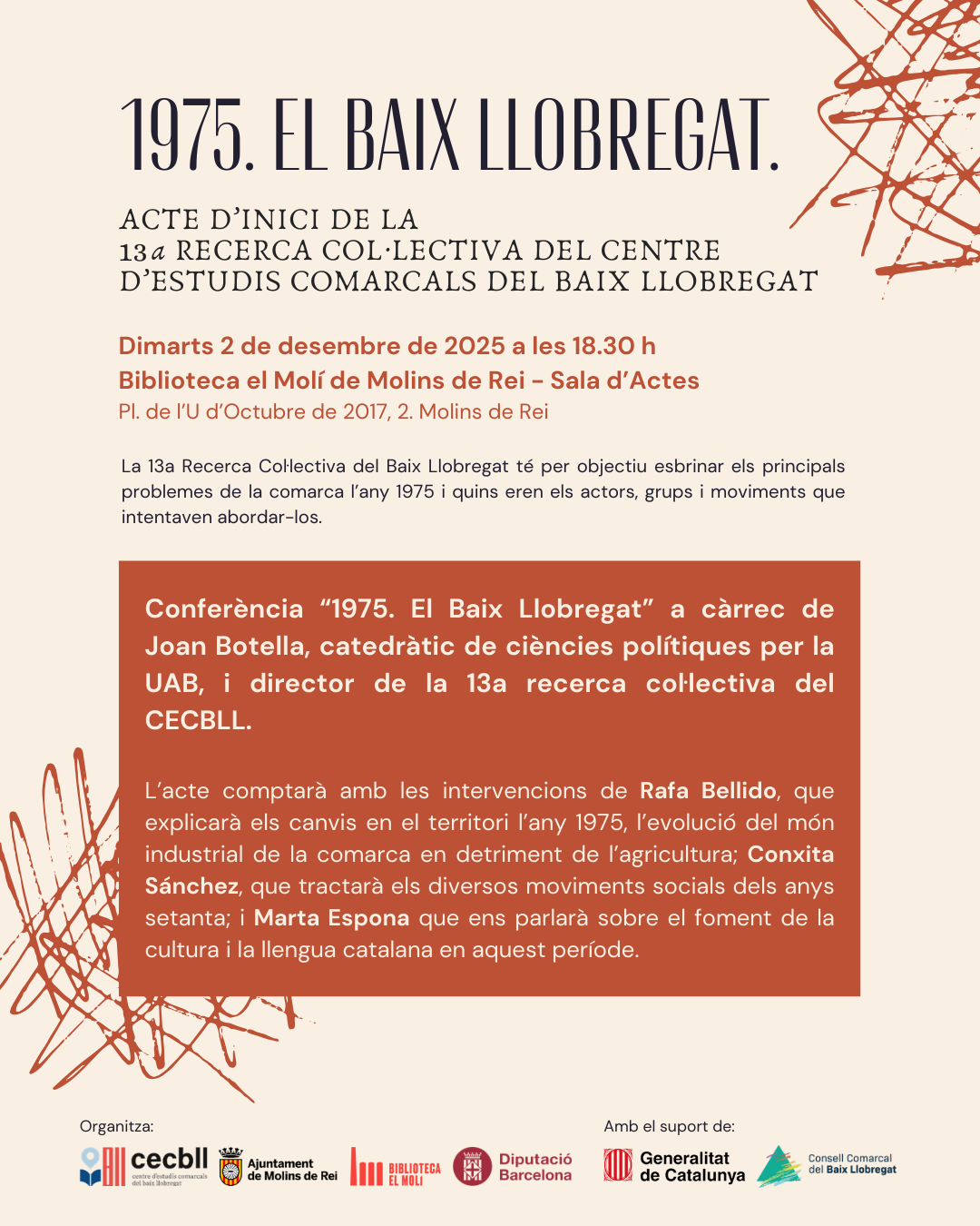 "1975. EL BAIX LLOBREGAT" Acte d’inici de la 13a Recerca Col·lectiva del CECBLL