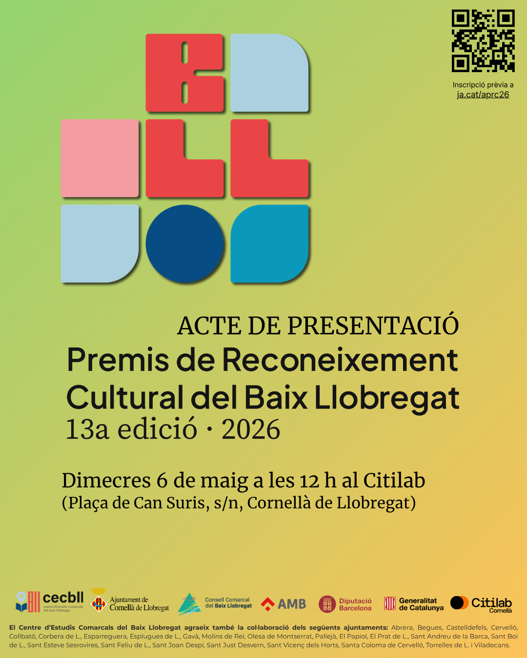 Acte de presentació dels 13ns Premis de Reconeixement Cultural del Baix Llobregat